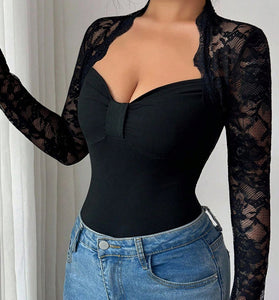 Elegant Lace Detail Long Sleeve Top