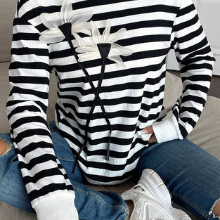 Striped Floral Applique T-Shirt