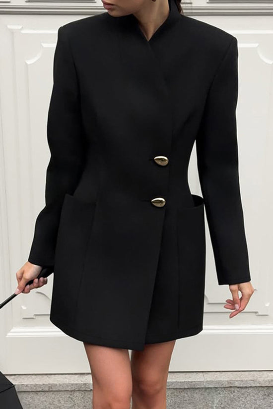 Classic Buttoned Long Sleeve Dress