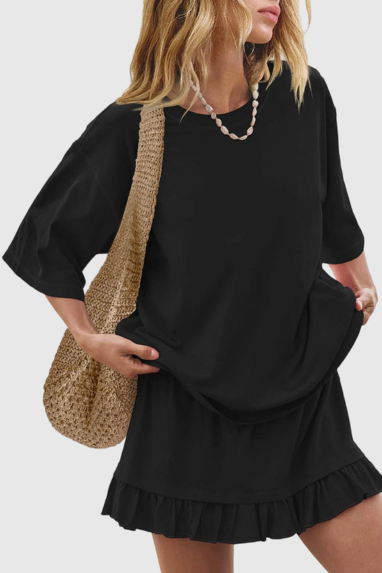 Ruffled Skirt and Loose Top Set