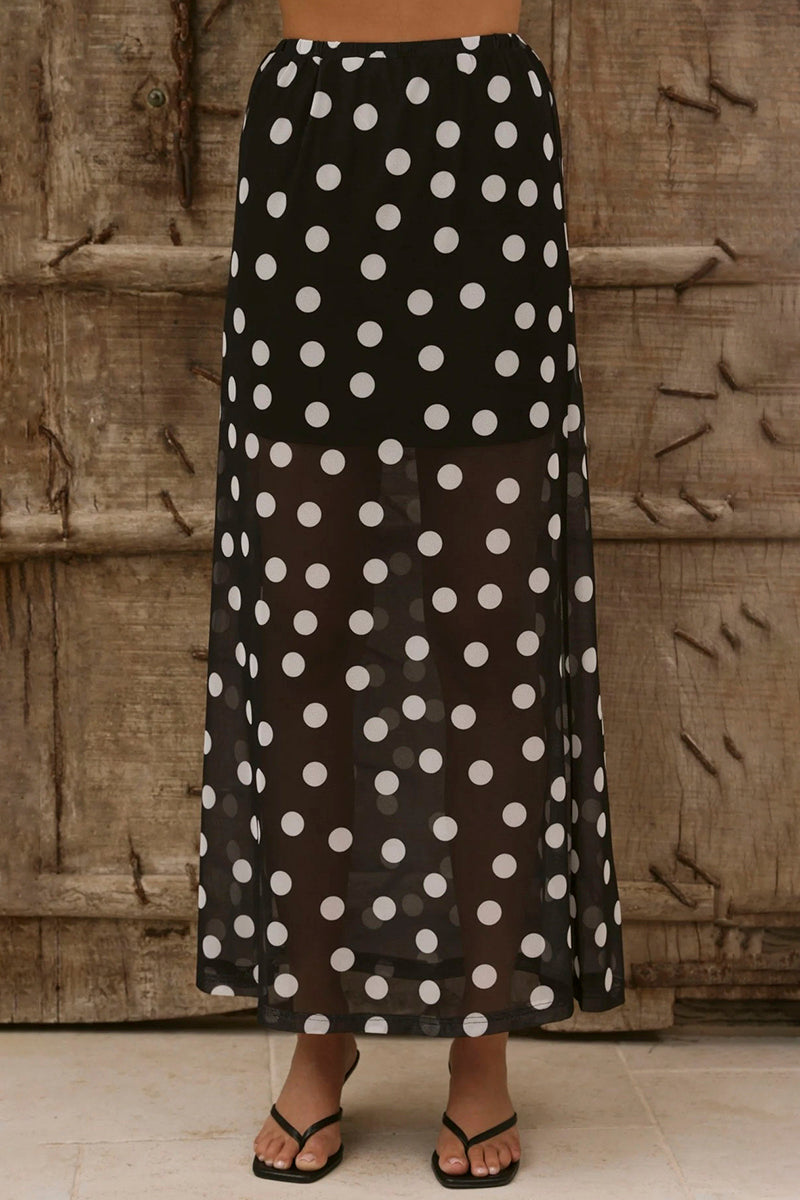 Polka Dot Sheer Midi Skirt