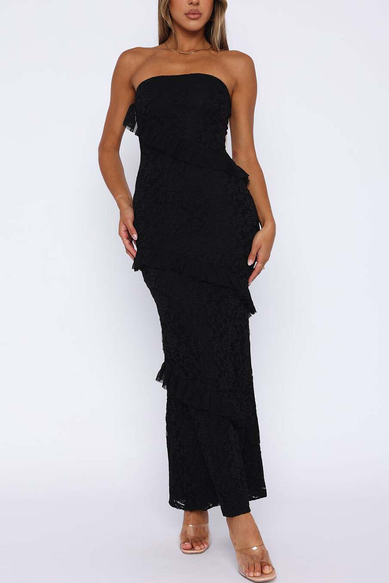 Strapless Layered Bodycon Casual Dress