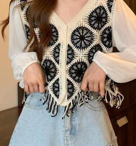 Boho Fringe Crochet Sweater Vest