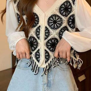 Boho Fringe Crochet Sweater Vest