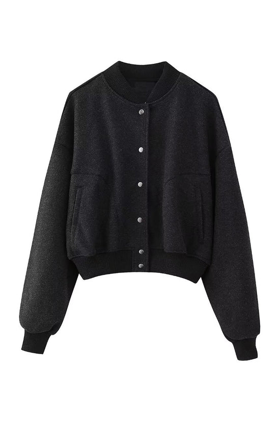Classic Snap-Button Bomber Jacket