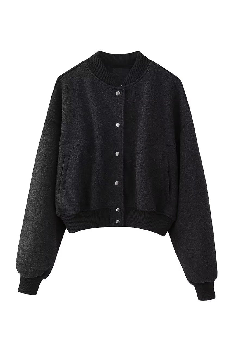 Classic Snap-Button Bomber Jacket