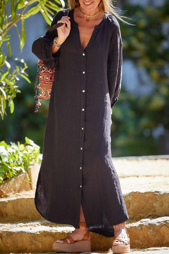 Button-Down Long Sleeve Casual Dress