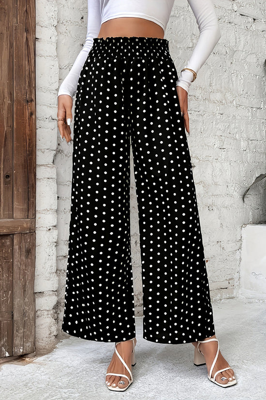 Polka Dot Wide-Leg Casual Pants