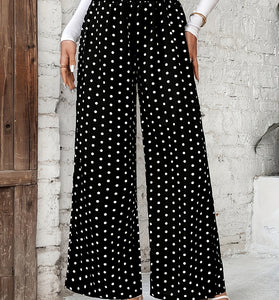 Polka Dot Wide-Leg Casual Pants