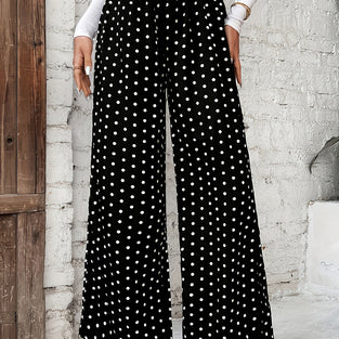 Polka Dot Wide-Leg Casual Pants