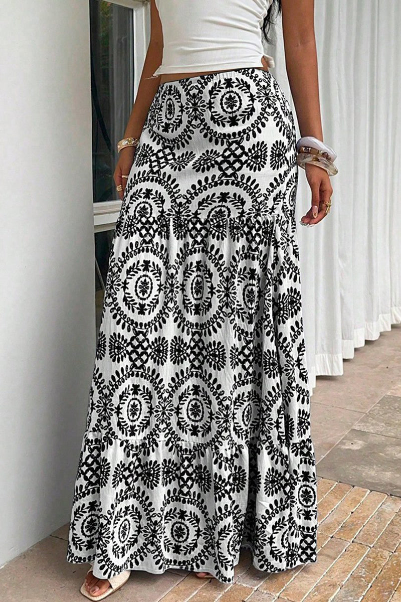 Elegant Printed Midi Skirt
