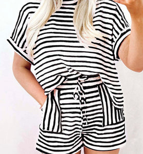 Striped Cozy Short Sleeve Set
