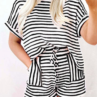 Striped Cozy Short Sleeve Set