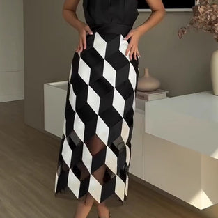 Geometric Strapless Midi Dress