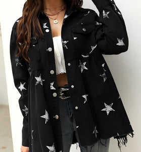 Star Print Denim Jacket