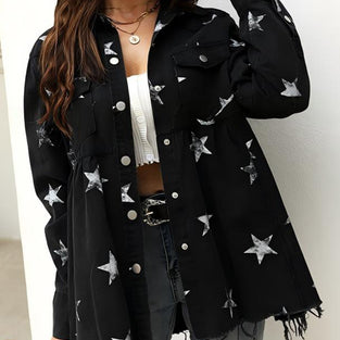 Star Print Denim Jacket