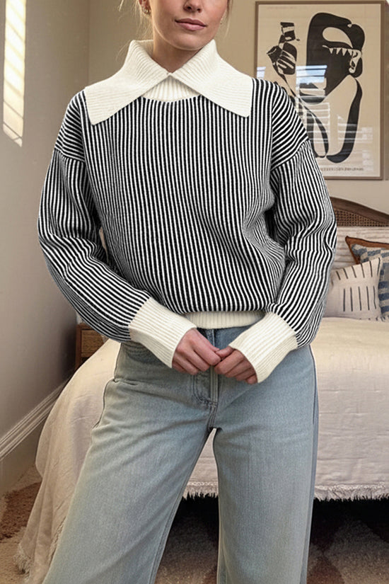 Striped Collared Sweater
