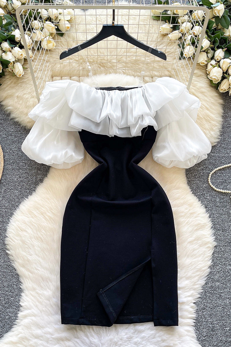 Off-Shoulder Ruffle Evening Dress