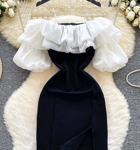 Off-Shoulder Ruffle Evening Dress