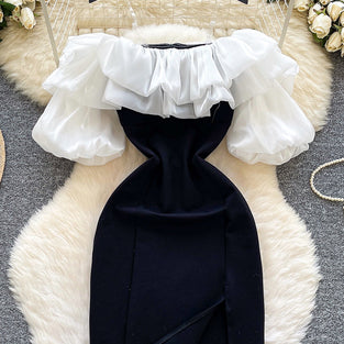 Off-Shoulder Ruffle Evening Dress