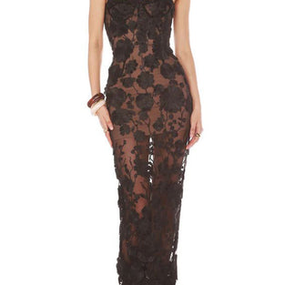 Strapless Floral Evening Gown