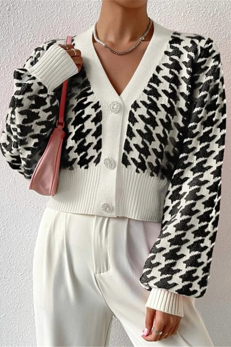 Patterned Button-Up Cardigan