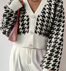 Patterned Button-Up Cardigan