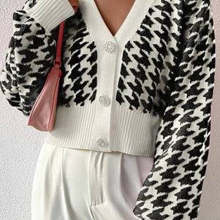 Patterned Button-Up Cardigan