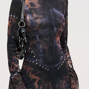 Long Sleeve Leopard Print Casual Dress