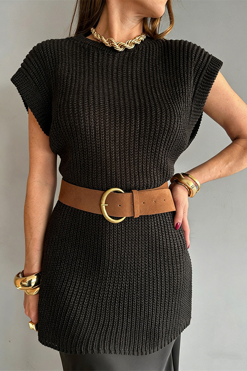 Textured Knit Sleeveless Sweater Vest