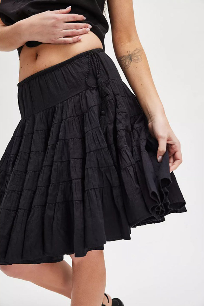 Ruffled Layered Midi Skirt