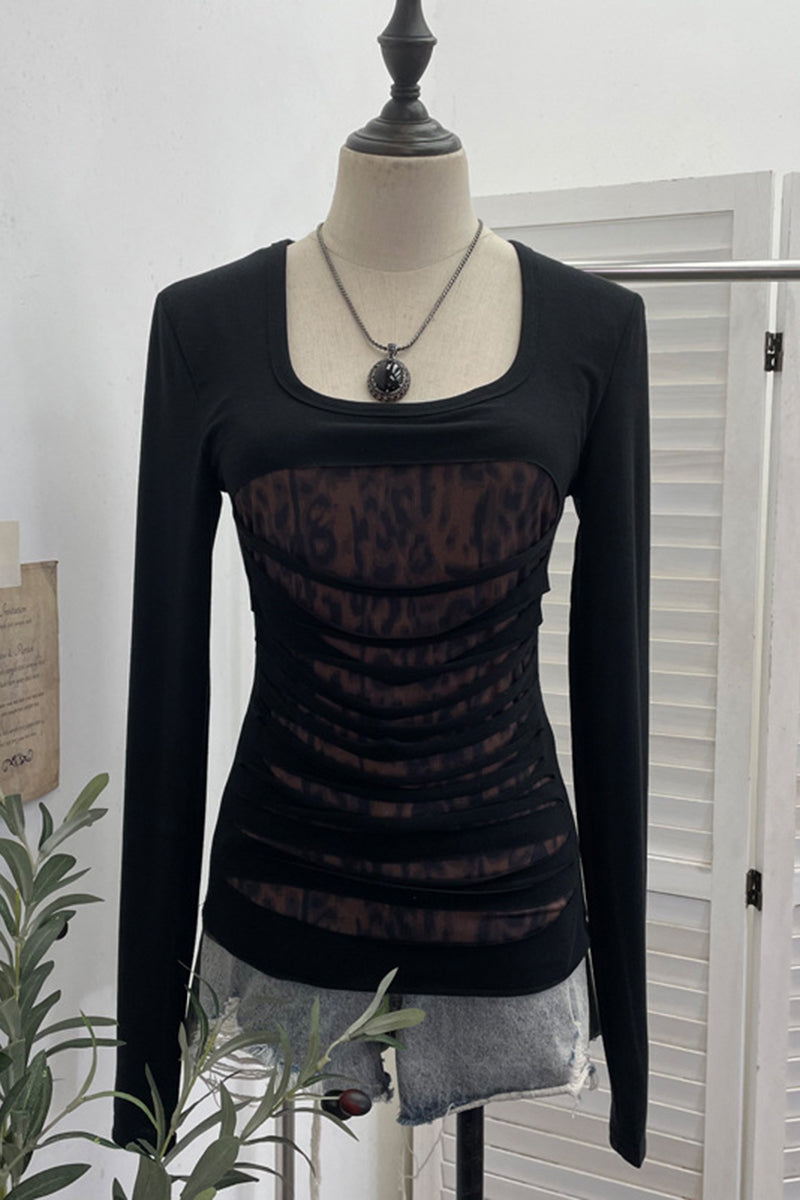 Cutout Design Long Sleeve T-Shirt