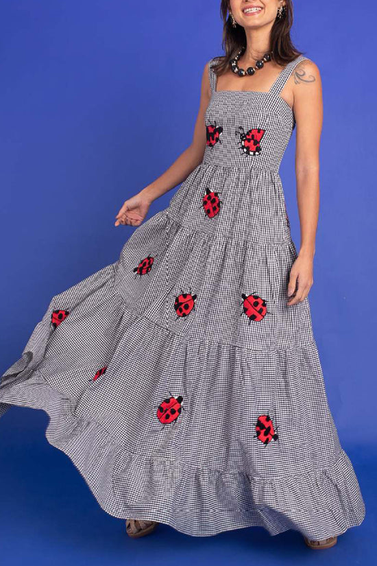 Plaid Ladybug Maxi Dress