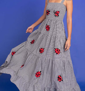 Plaid Ladybug Maxi Dress