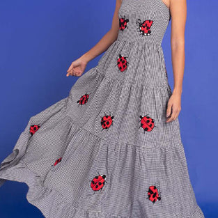 Plaid Ladybug Maxi Dress