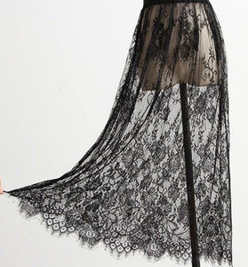 Elegant Lace Sheer Midi Skirt