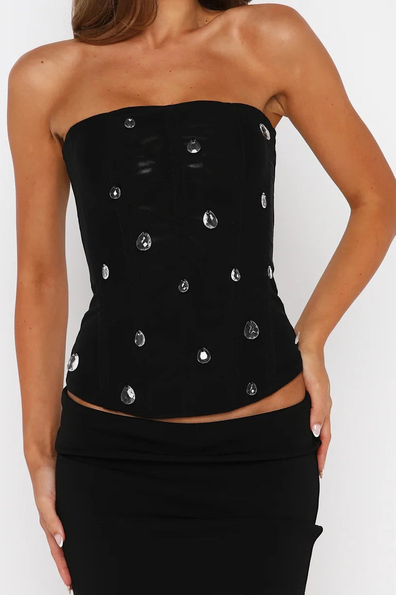 Strapless Embellished Corset Top