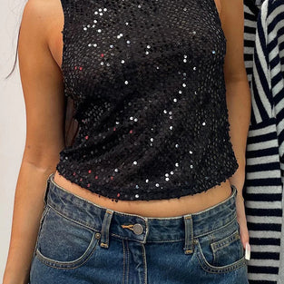 Sequin Sleeveless Tank Top