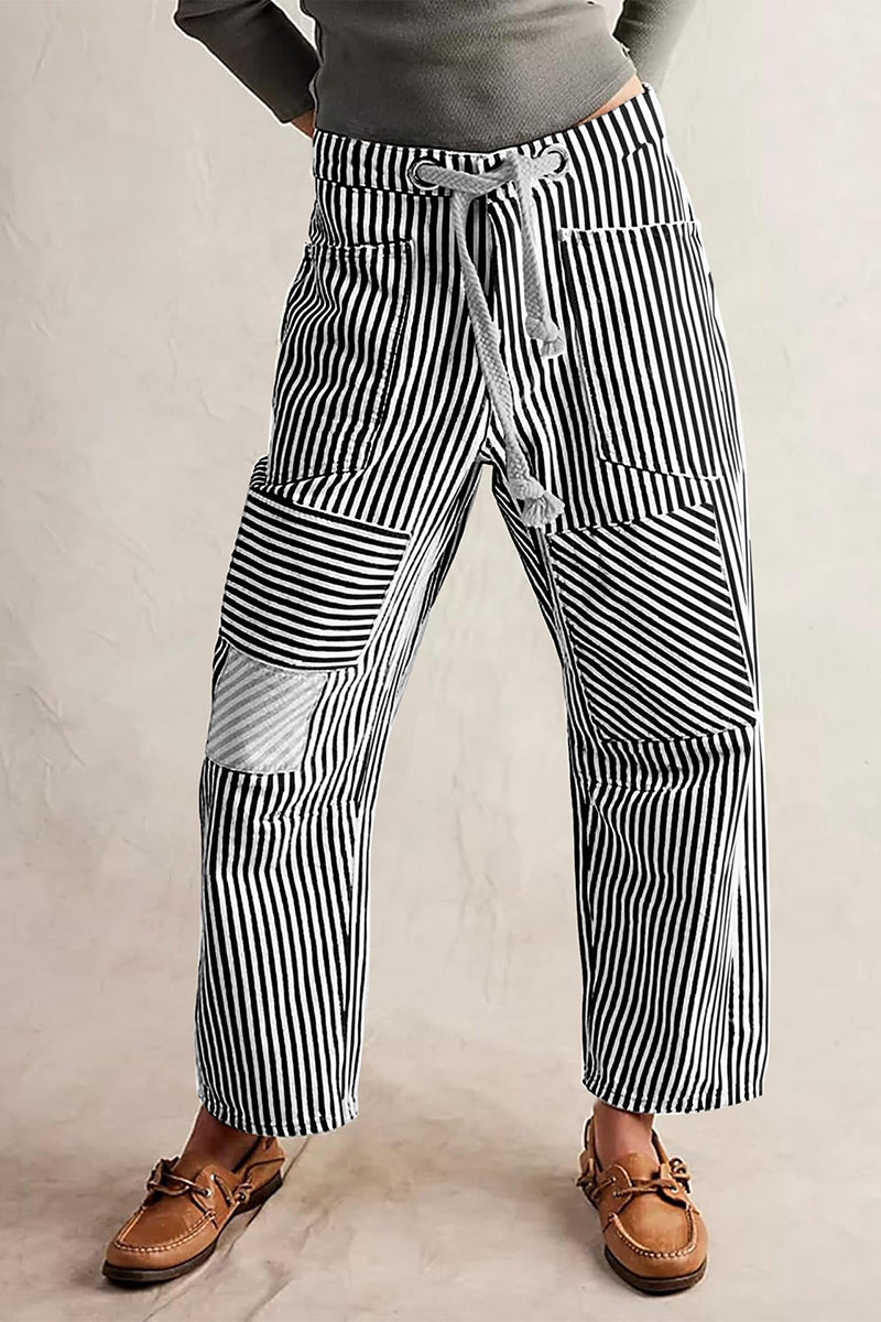 Striped Pattern Casual Loose Fit Pants