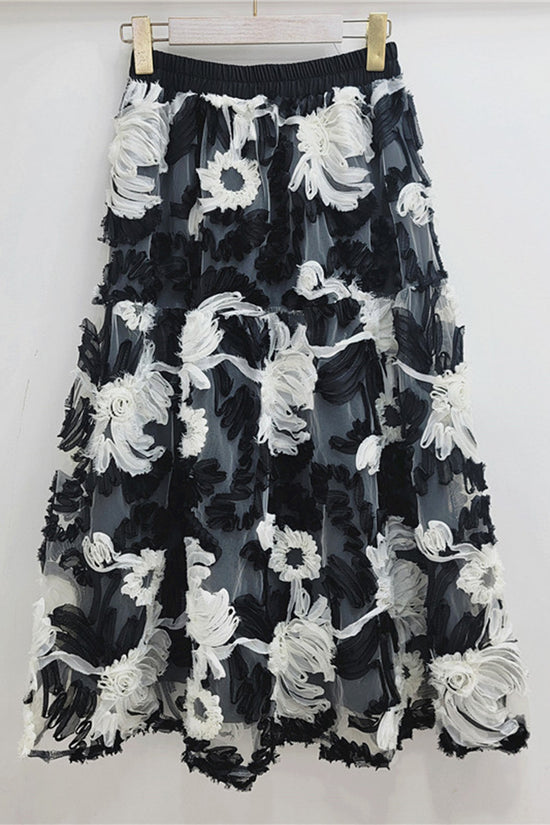 Floral Texture Midi Skirt