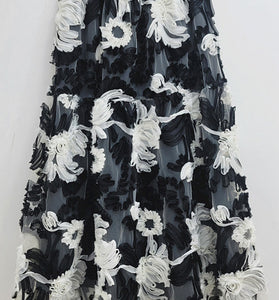 Floral Texture Midi Skirt