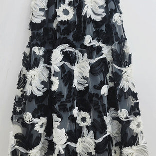 Floral Texture Midi Skirt