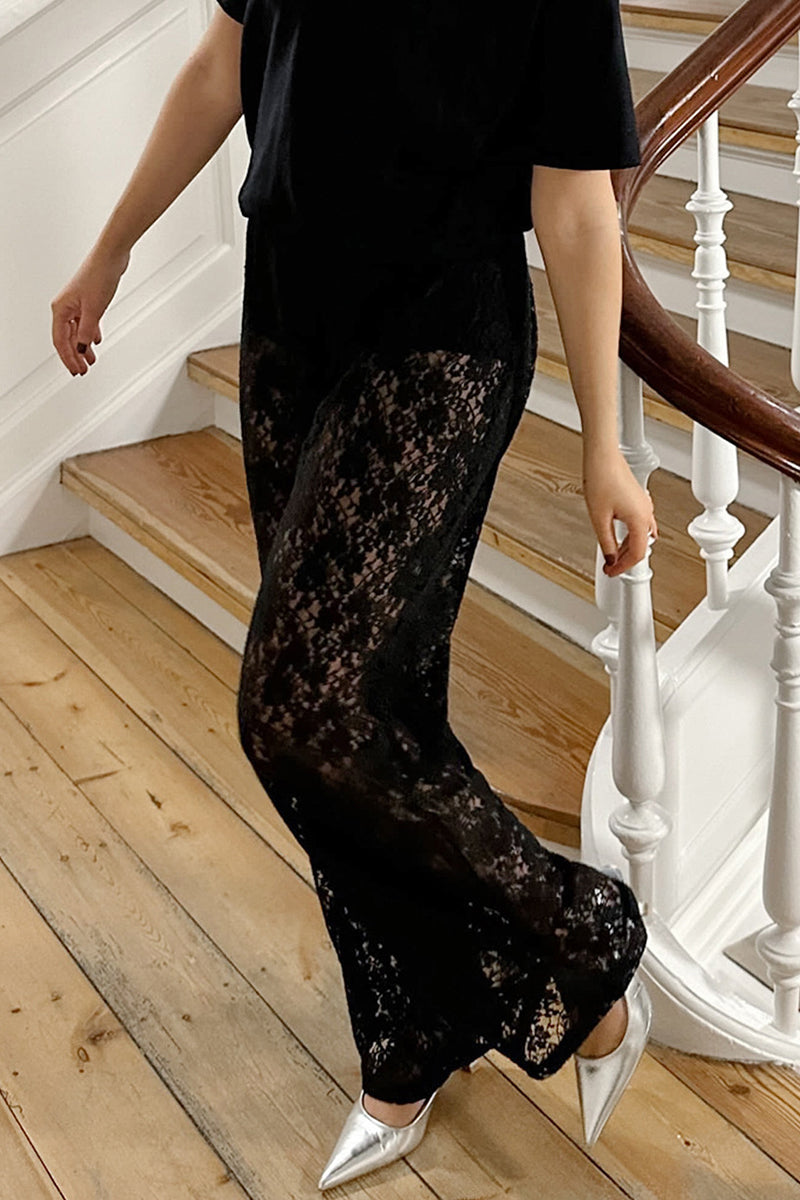 Lace Pattern Casual Pants