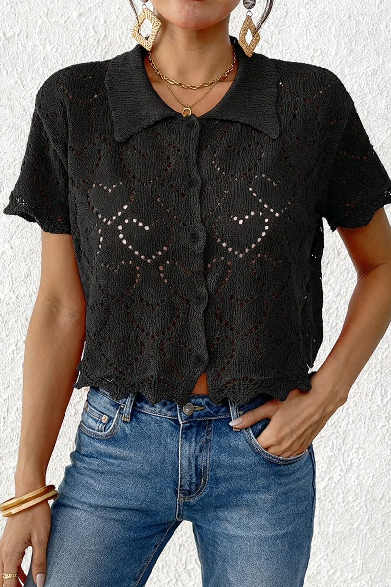 Chic Crochet Button-Up Cover-Up