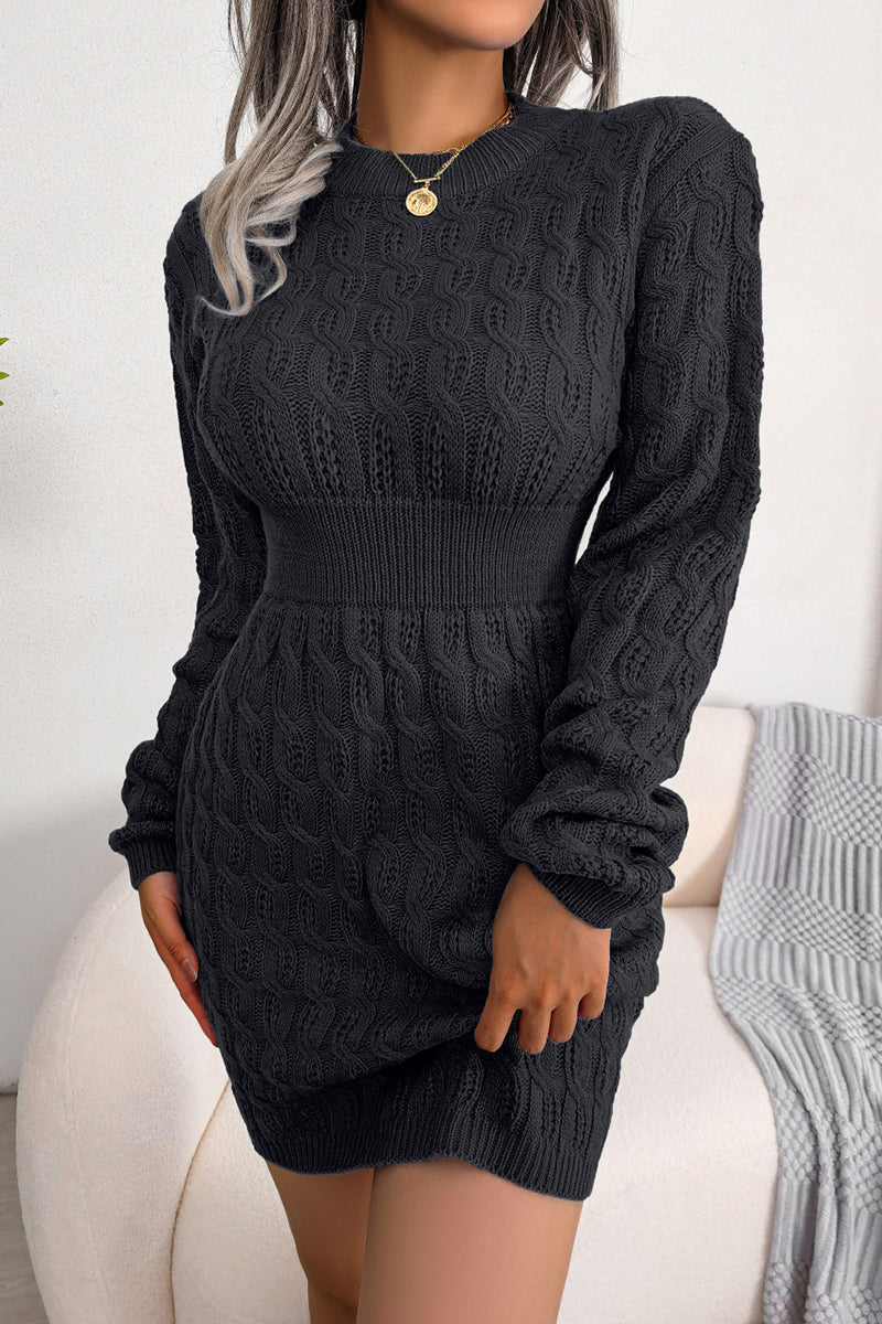 Cable Knit Long Sleeve Casual Dress