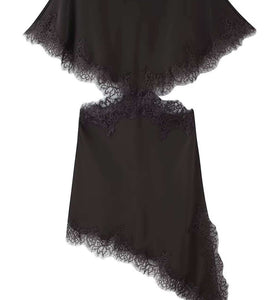 Asymmetric Lace Trim Casual Dress