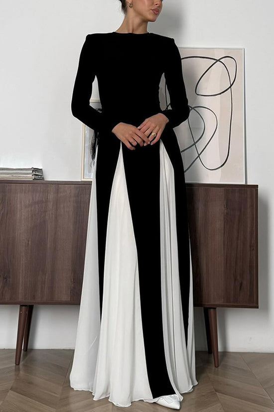 Elegant Long Sleeve A-Line Maxi Dress