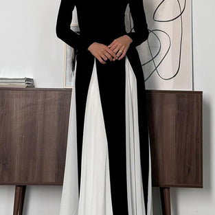 Elegant Long Sleeve A-Line Maxi Dress