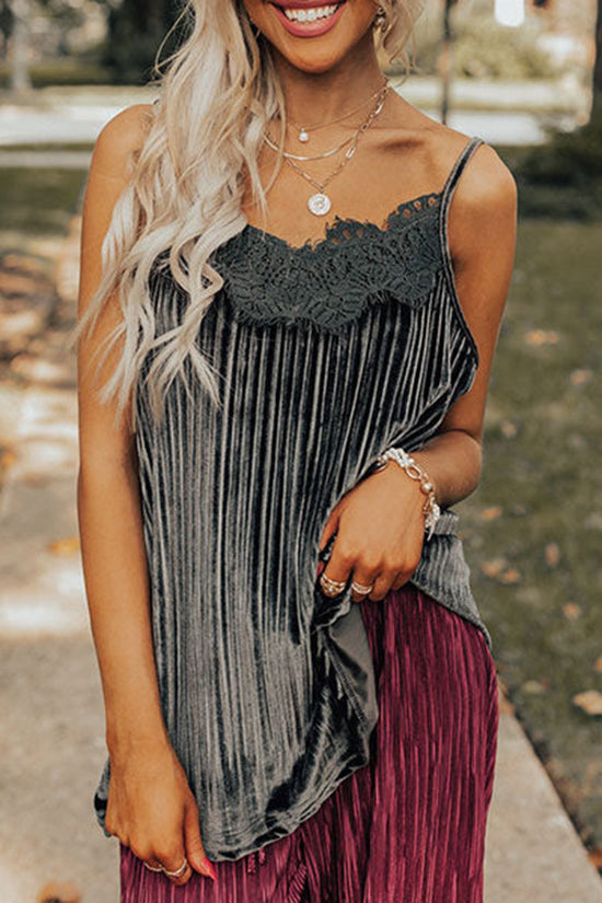 Lace Trim Pleated Camisole