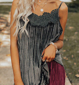Lace Trim Pleated Camisole